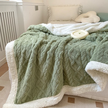 加厚双层羊羔绒盖毯纯色办公室毛毯午睡毯牛奶绒沙发空调纯色毯子