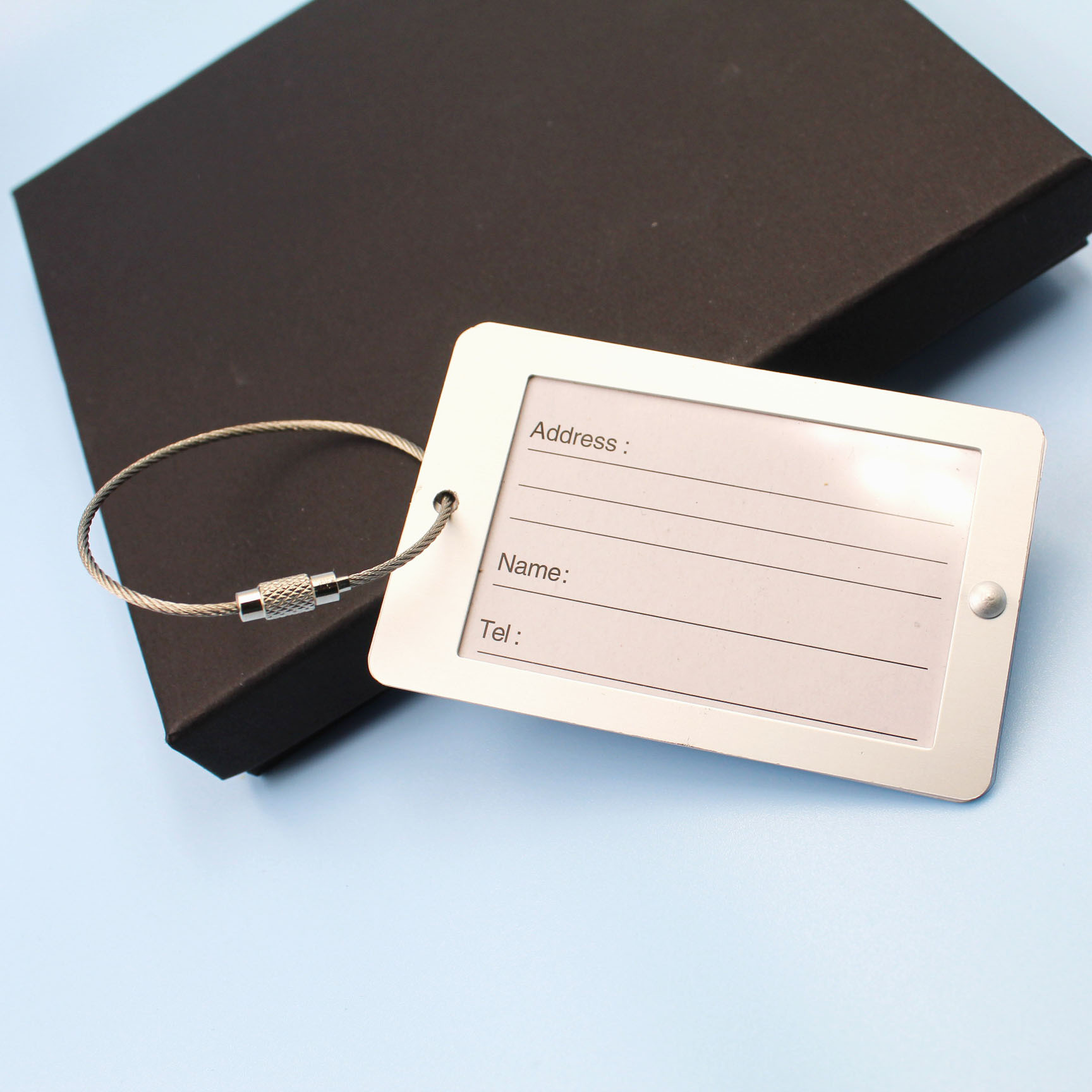 厂家直销铝合金行李牌 钢丝绳飞机登记牌 工作牌金属吊牌可做logo