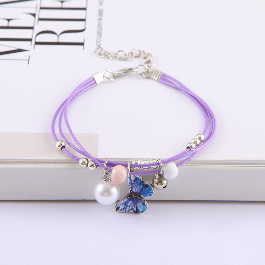 Handmade Popular Blue Butterfly Bracelet Female Cold Style Ins Style Design Couple Internet Celebrity Bracelet Ornament Bracelet Chain