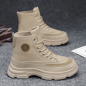 冬季马丁靴男款高帮潮鞋网红棉鞋工装雪地靴帆布中帮靴子加绒短靴