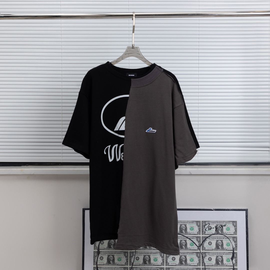 welldone 3m反光拼接工艺短袖夏季新款潮牌情侣男女半袖t恤