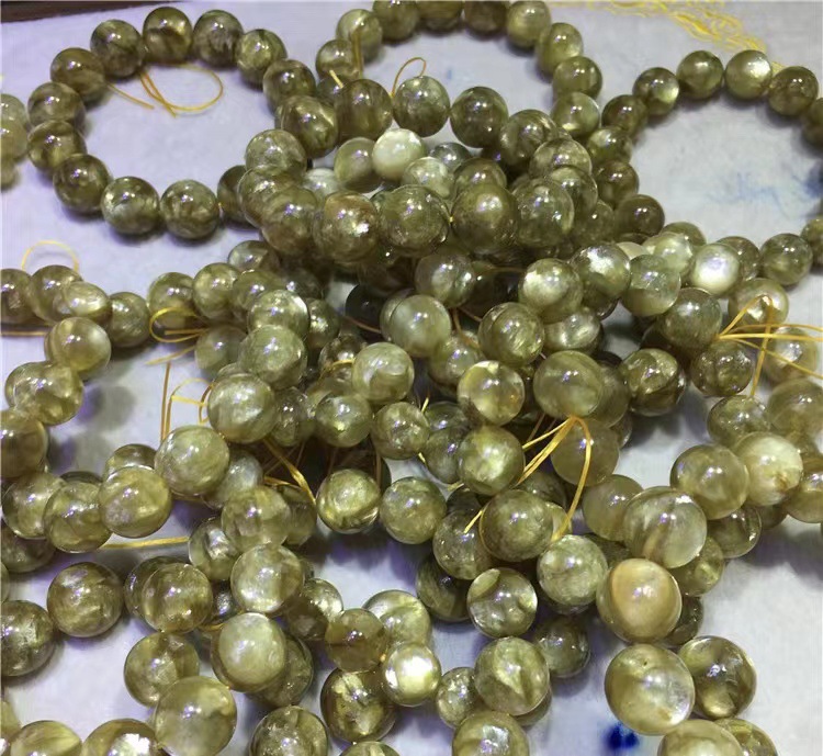 天然黄锂云母手链带星光闪片财富光芒黄色金龙祖母晶手串水晶饰品