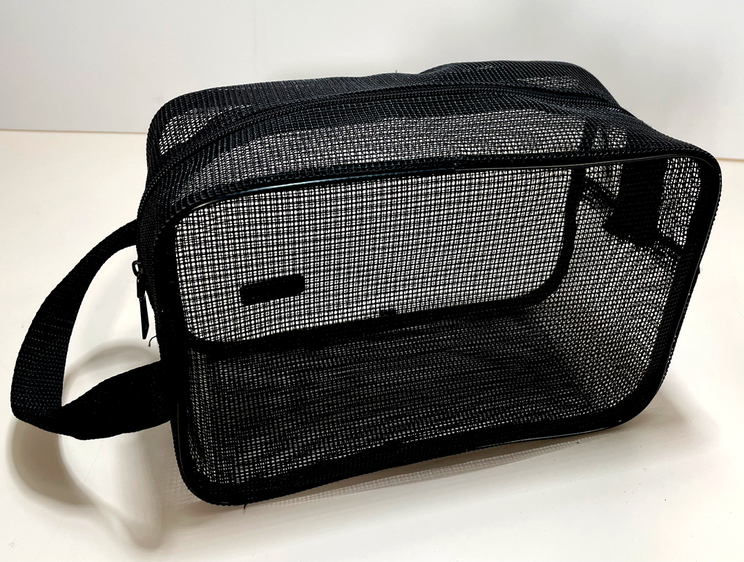 Mesh Men's Toiletry Bag Portable Portable Bath Storage Cosmetic Bag Black Leaking Fitness Bath Pocket Bath Bag