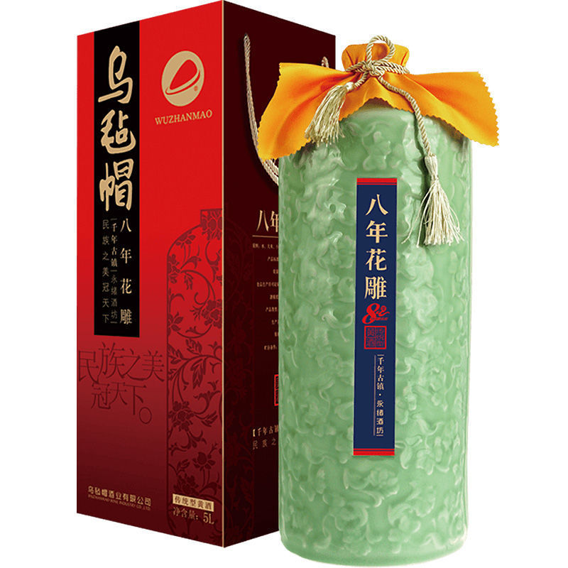 乌毡帽八年陈酿大容量花雕酒黄酒坛装绍兴工艺5l礼盒包装送礼