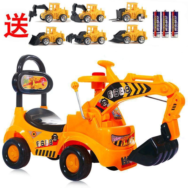 Excavator Children Can Sit on Excavator Excavator Boy Toy 13 Can Ride a Rolling Swing Car Sliding Engineering Vehicle