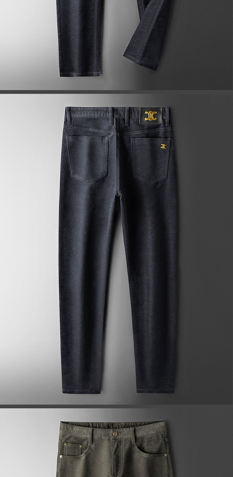 2021秋冬品质灯芯绒男士休闲裤弹力修身小直筒商务时尚平绒男裤子