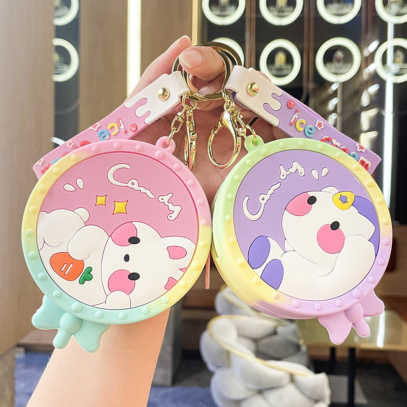 cartoon silicone mini coin purse keychain pendant exquisite female children‘s headphones coin key ring pendants wholesale