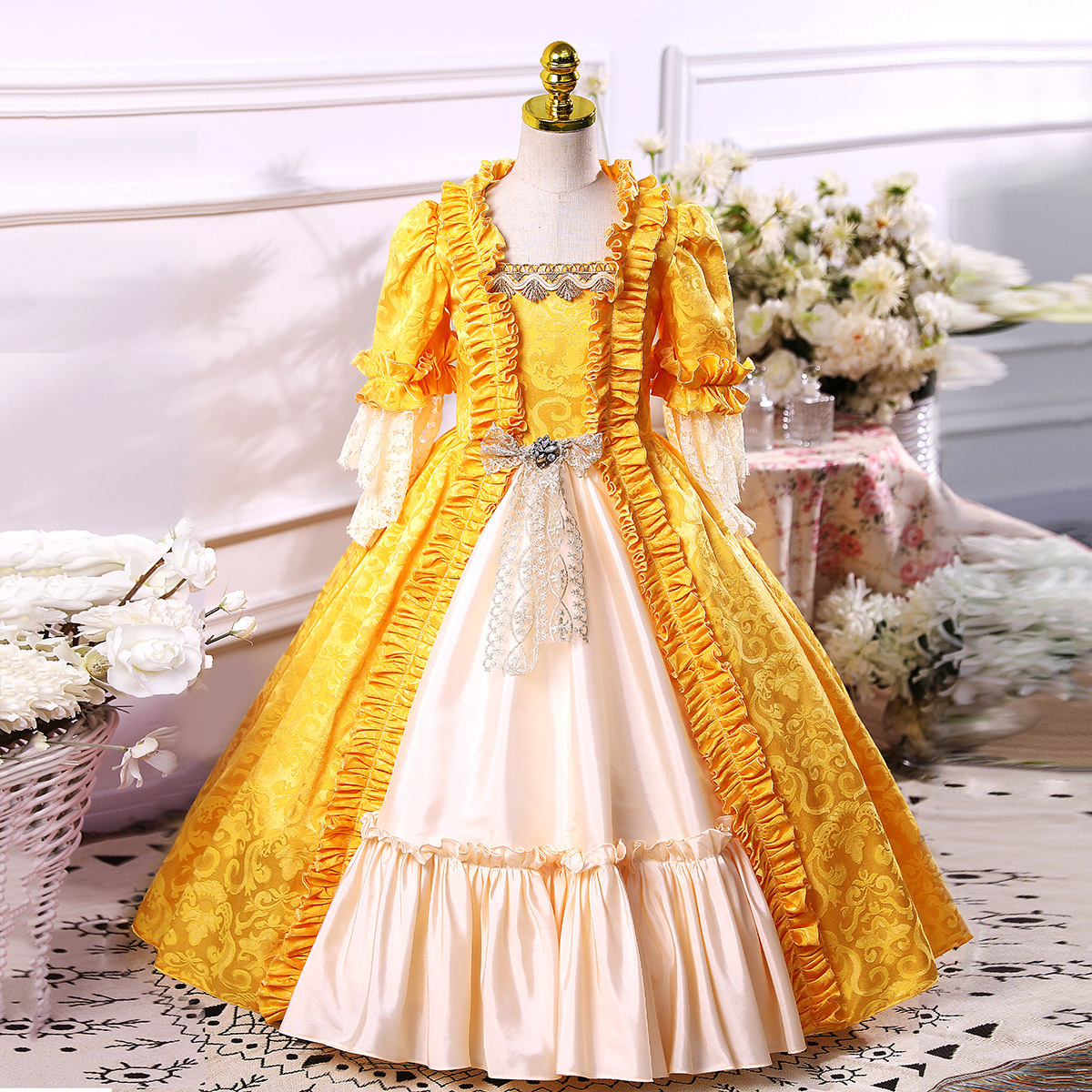 巴洛克提花儿童走秀幼儿园毕业合唱话剧女孩英国演出服公主连衣裙