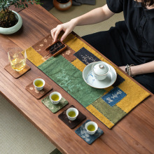 中式手缝茶席防水防烫桌垫专用垫隔热禅意茶杯垫子功夫茶具配件