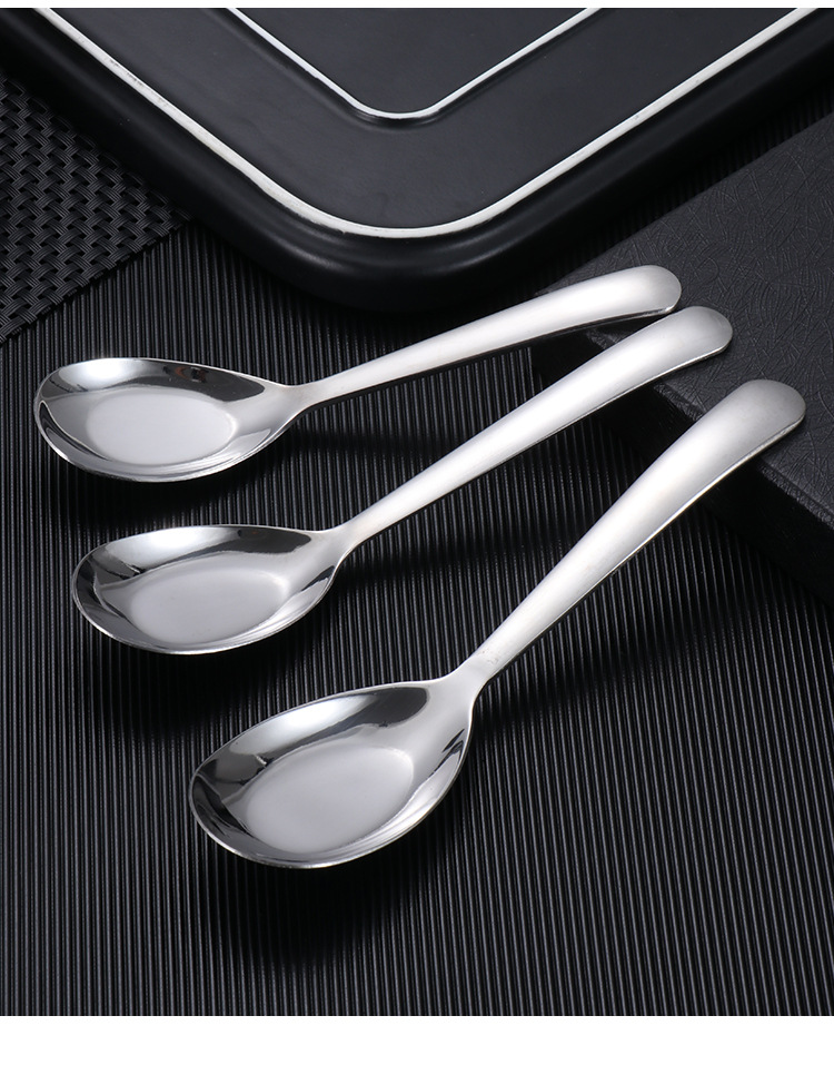 勺子不锈钢餐具复古平底勺喝汤勺加厚中式410勺大号勺食堂吃饭勺