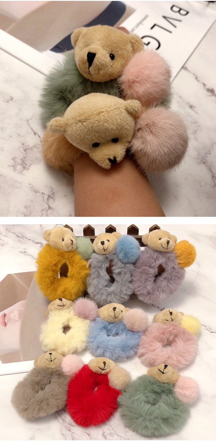 可爱毛绒小熊发圈女网红ins韩版毛球头绳扎头发绳草莓熊大 肠发圈