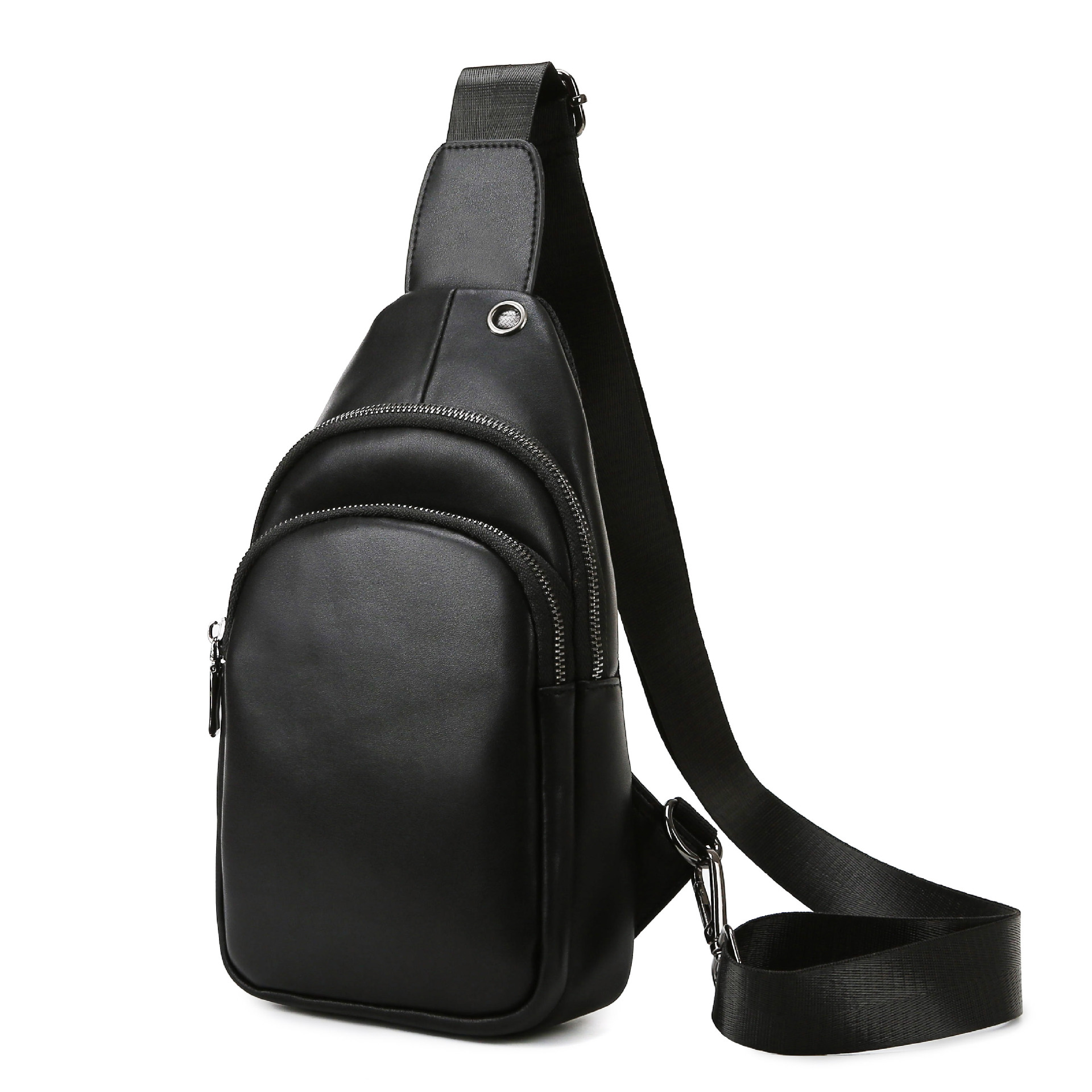 厂家单肩胸包真皮男韩版时尚头层牛皮真皮男包斜跨拼多多一件代发