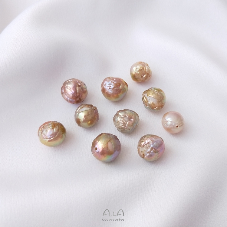 天然淡水珍珠彩色散珠爱迪生巴洛克异形炫彩强光diy手工饰品配件