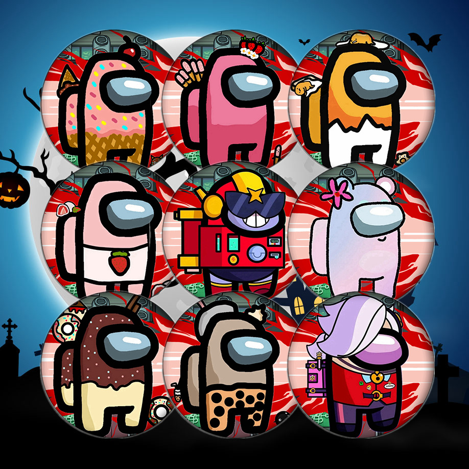 新款among us徽章太空狼人杀时尚卡通马口铁学生胸章挂件镜子定制