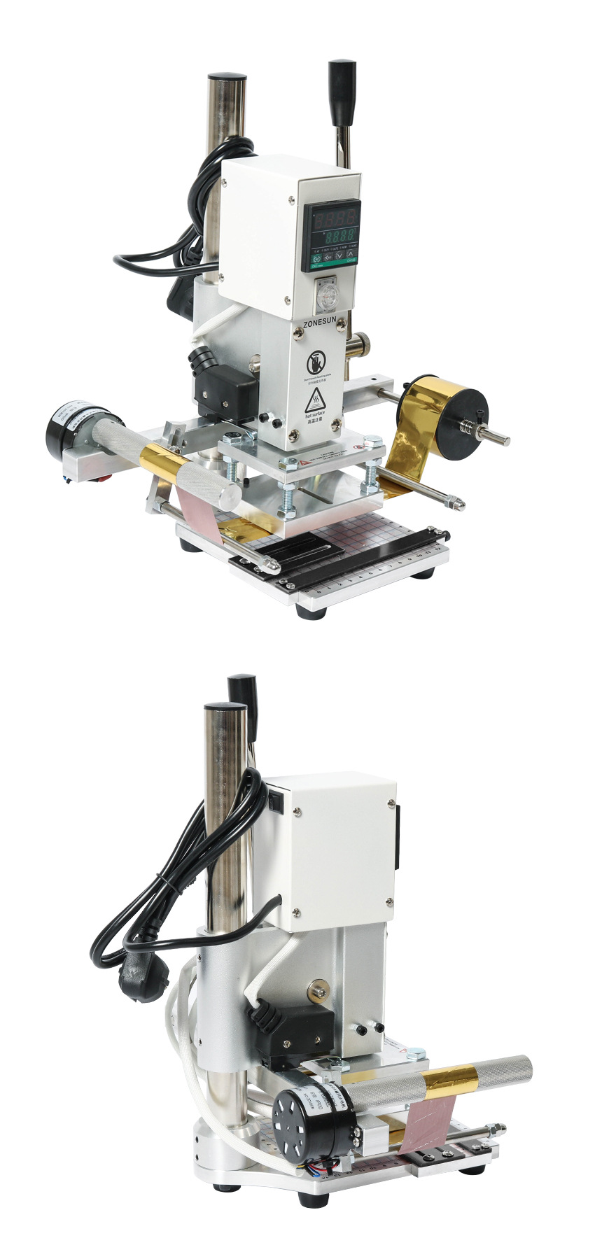 zs-90a 自动卷纸收纸小型手动皮革烫金烙印机 笔记本纸盒压唛机烫金