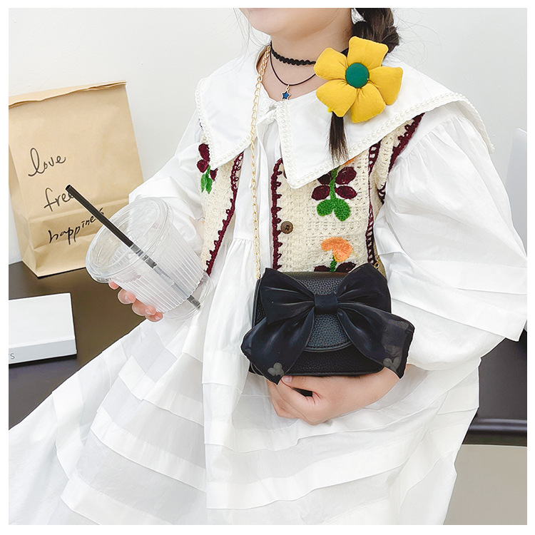 Primary School Student Bow Coin Purse 2023 New Sweet Girl Children's Single-Shoulder Bag Korean Style Cute Crossbody Bag Fashion