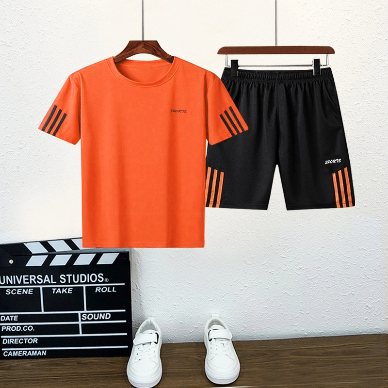 Summer 2023 Boys and Girls Sports Short Sleeve Suit Middle and Big Children Quick Drying Clothes Children's Summer Clothing Boys Football Basketball Wear