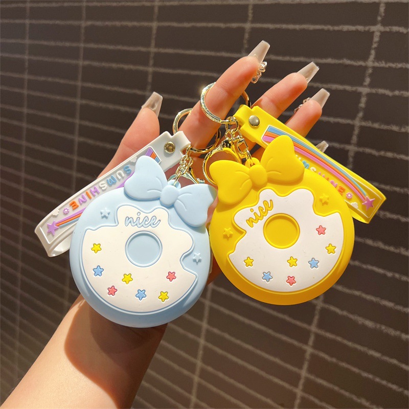 Creative Cartoon Macaron Donut Coin Purse Keychain Cute Bow Donut Key Case Key Chain