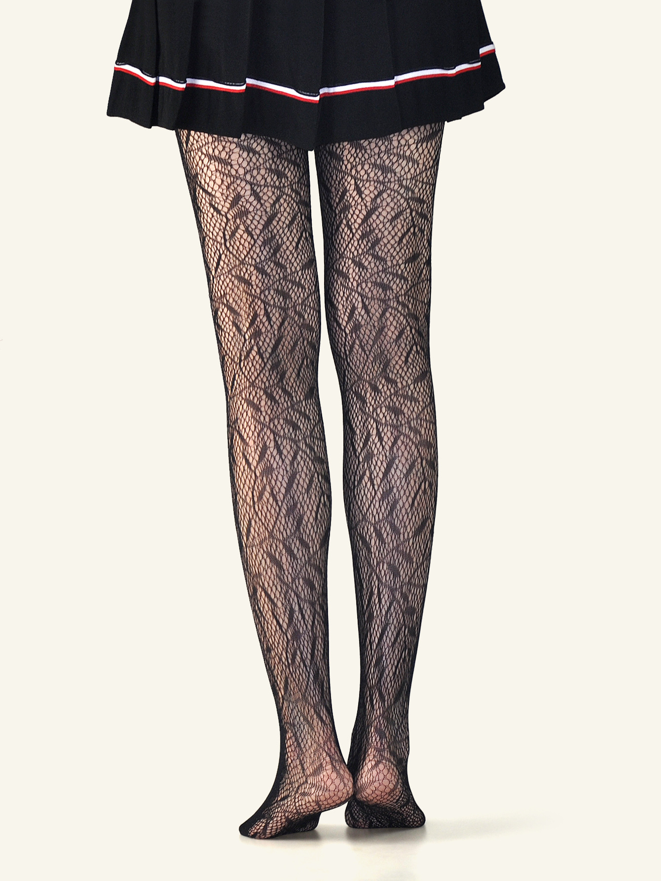 薄款网眼提花连裤袜柳条叶子花朵复古镂空渔网袜夏季透气打底丝袜