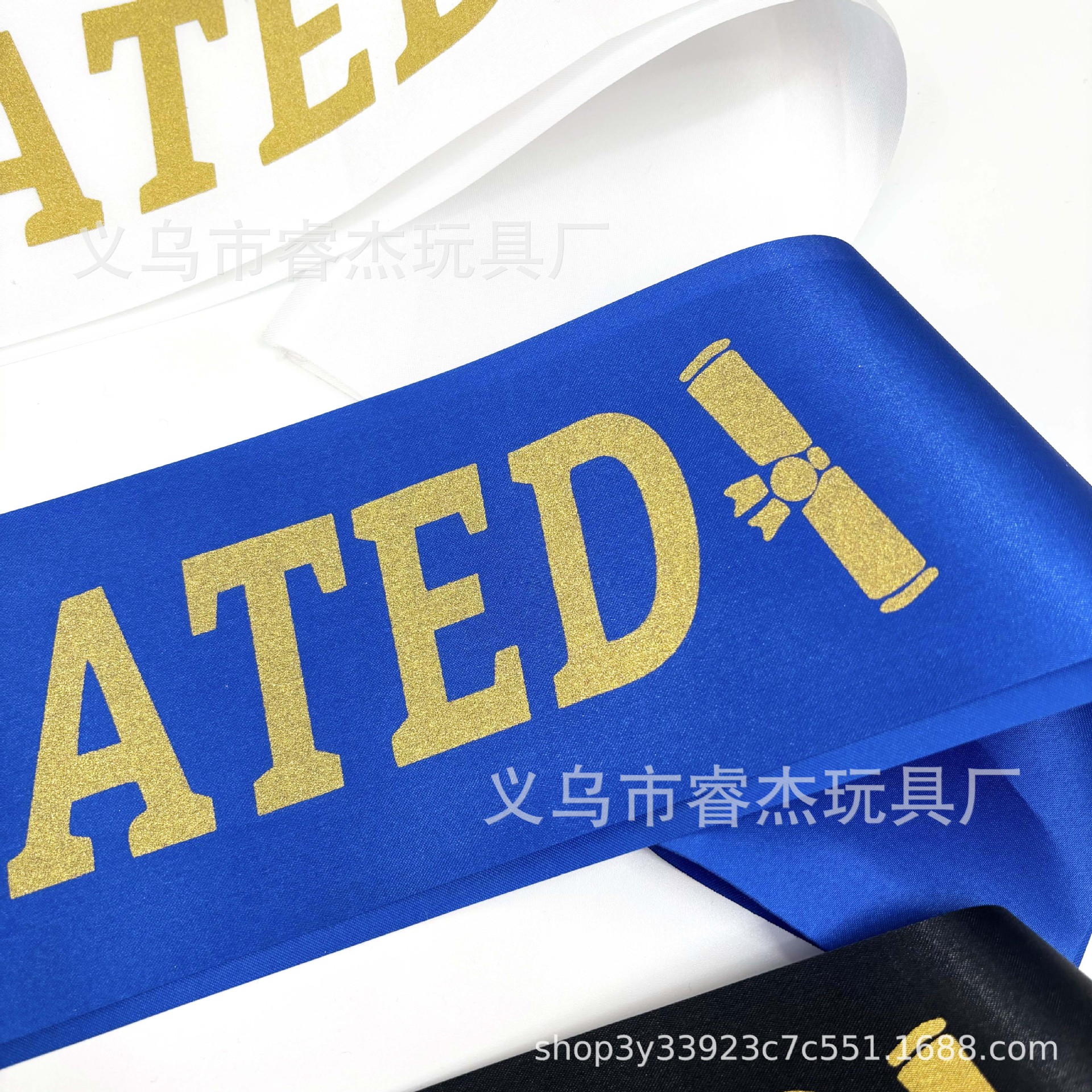 Factory Hot Selling Amazon Graduation Ball 2024 Graduated Ceremonial Belt Satin Cloth Printing Belt Shoulder Strap