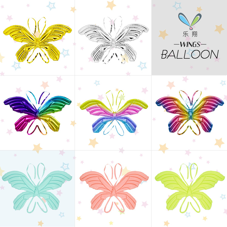 new hot online celebrity back hanging angel wings aluminum film butterfly balloon children‘s holiday party decoration inflatable toys