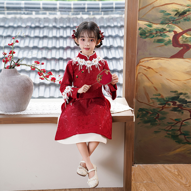 2024新款汉服女童旗袍秋冬儿童国风加绒冬季唐装中国风童装秋装