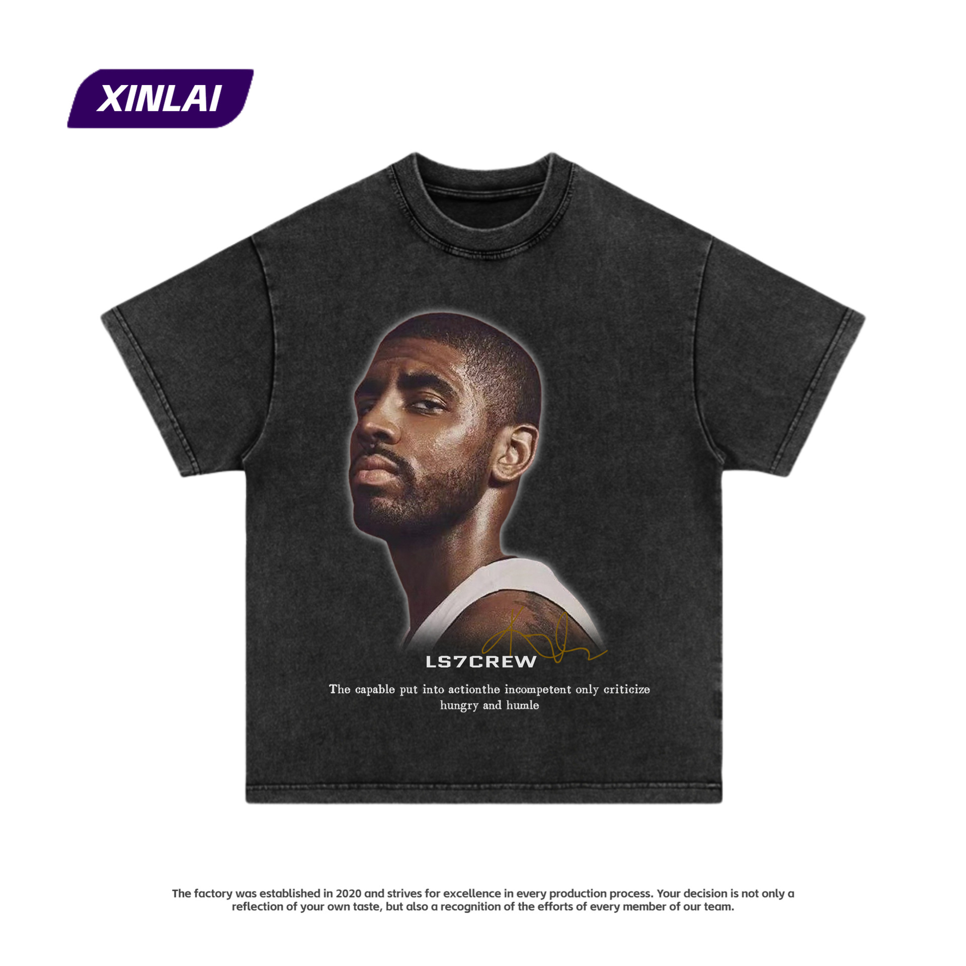 凯里欧文vintage复古大头圆领美式男t恤重磅纯棉篮球