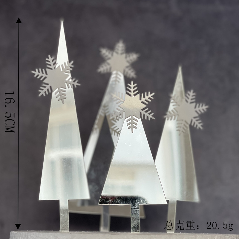 Baking Cake Topper Happy Birthday Snowflake Castle Cake Plug-in Double Acrylic Cake Decorative Insertion