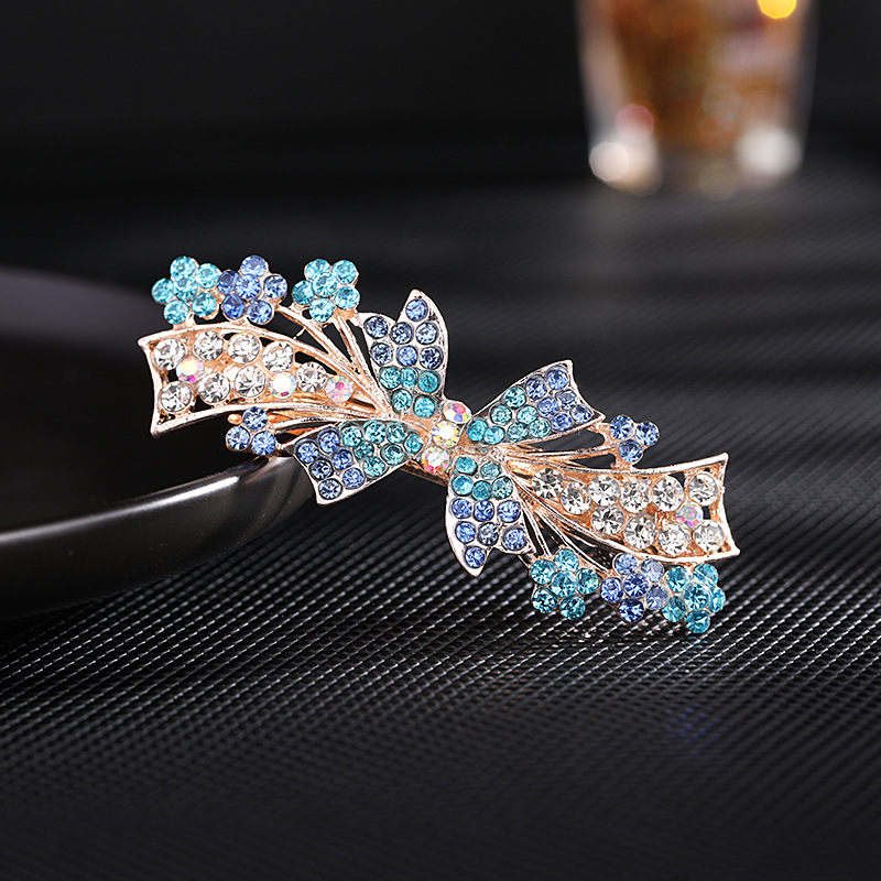 小号新款水钻弹簧夹女士发卡简约顶夹水晶夹子盘发马尾夹韩版发饰