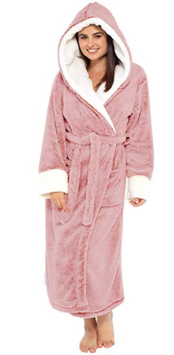 2021亚马逊wish跨境女士长款浴袍 睡袍 带腰带秋冬款 5色现货