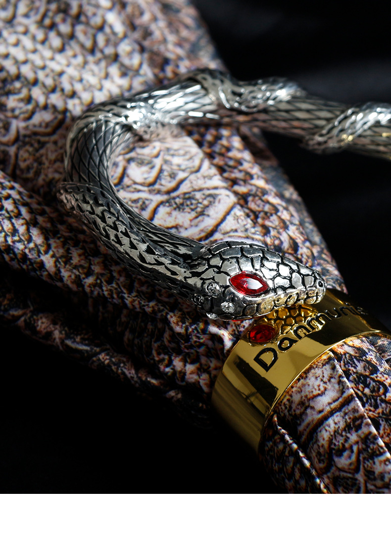 danmunier 轻奢伞雨伞长柄蛇纹复古风双层伞布大牌雨伞手作伞