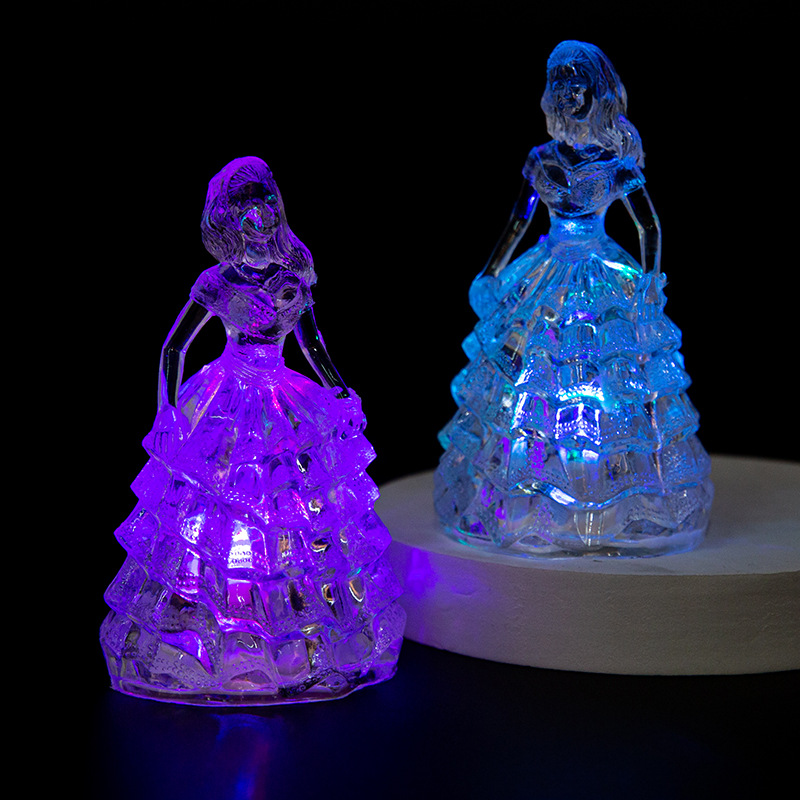 new luminous acrylic night market supply princess night light birthday gift stall ring plastic toy colorful