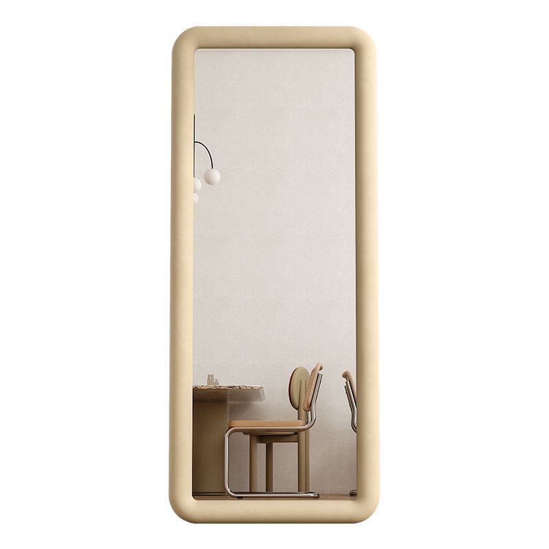 Flannel Full-Length Mirror Dressing Mirror Nordic Home Wall Floor Mirror Girl Bedroom Full-Length Mirror Square Full-Length Mirror