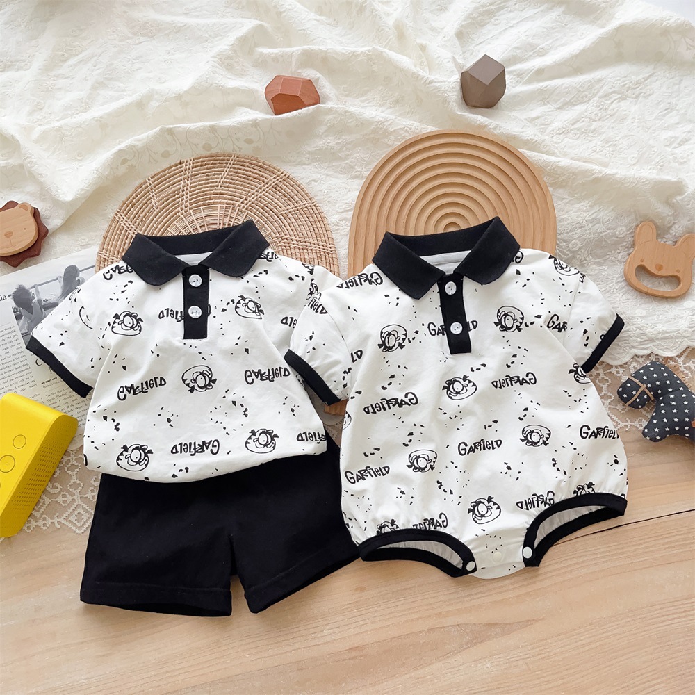 Baby Boy Summer Suit Korean Infant Shorts Two-Piece Handsome Polo Shirt 0-2 Years Old Little Kids' Summer Clothing Fashion 1