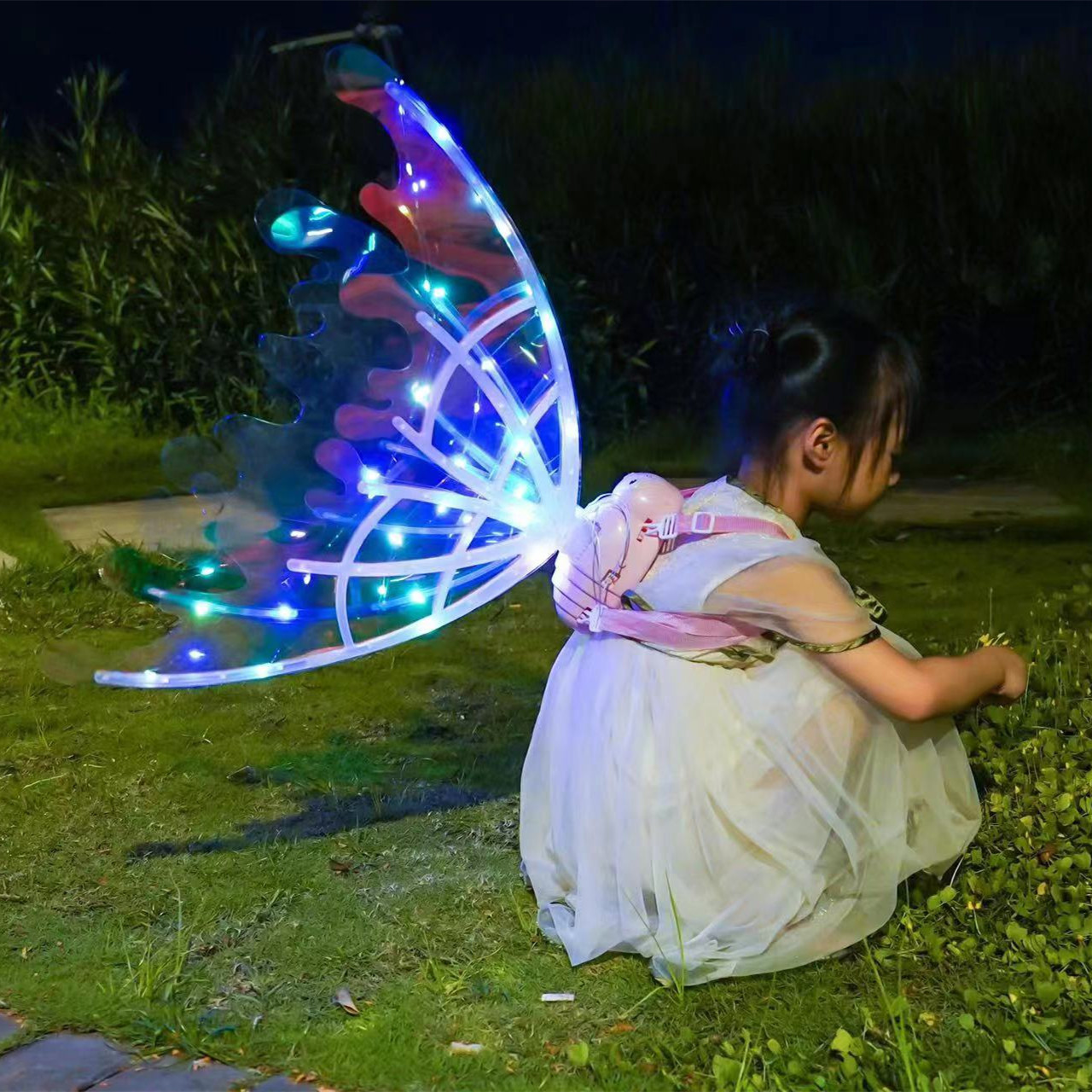 Cross-Border Children's Stage Props Electric Colorful Flash Sylveon Wings Automatic Flapping Butterfly Wings Back Decoration