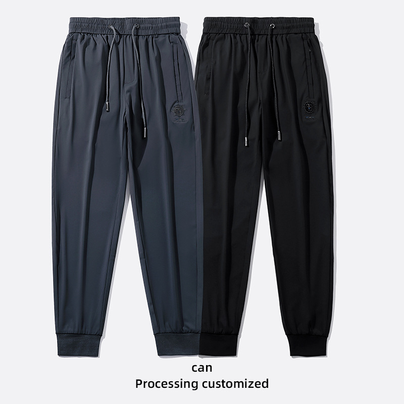 men‘s casual pants summer knitted korean style trendy ankle-tied sports pants men‘s loose summer pants men‘s