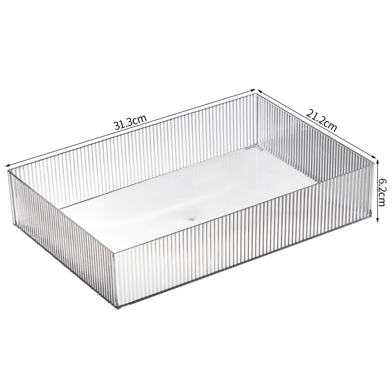 Desktop Striped Storage Box Transparent File Book Organizing Box Drawer Sundries Storage Basket Cosmetics Storage Basket