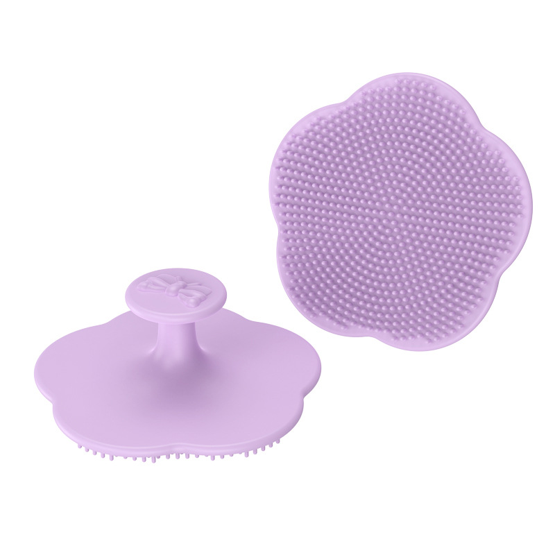 Bow Little Flower Shape Baby Shampoo Brush Silicone Head Removal Dirt Baby Bath Brush Newborn Bath Brush