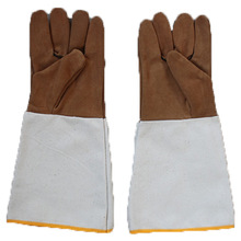 37cm帆布袖单层反绒皮电焊手套 透气焊工作业手套