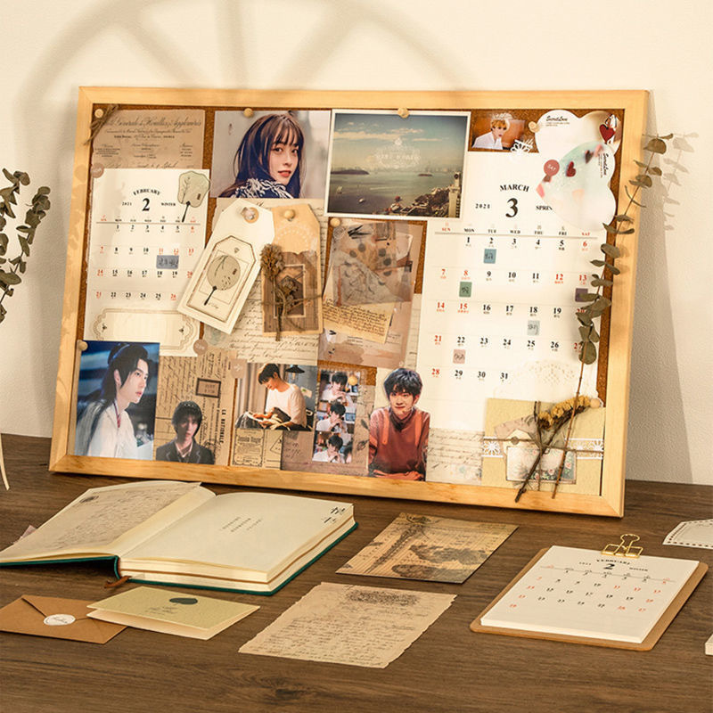 一件代发ins软木板30x40cm照片墙留言板房间装饰背景实木框展示板