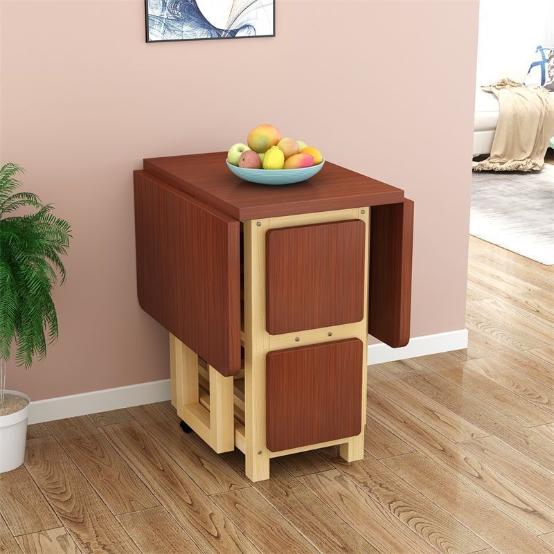 折叠餐桌小户型餐桌可伸缩简易餐桌家用出租屋吃饭桌实木靠墙批发