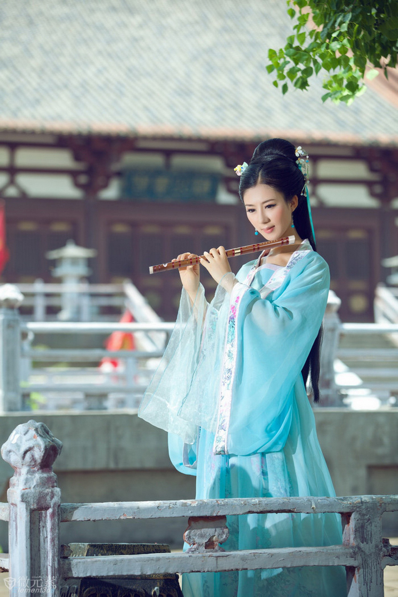 表演萧女陈情笛子舞蹈儿童摄影道具演出竹笛影楼汉服古装拍照古风