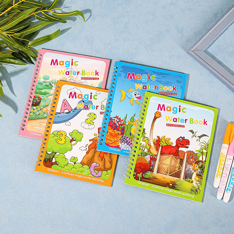 English Version Foreign Language Water Picture Book Cartoon Painting Book Children's Drawing Board Magic Original Repeatable Water Picture Book Volumes
