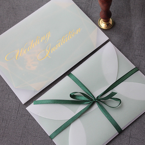 异形婚礼请柬请帖喜帖钻石形状创意设计烫金邀请函红枣红绿色