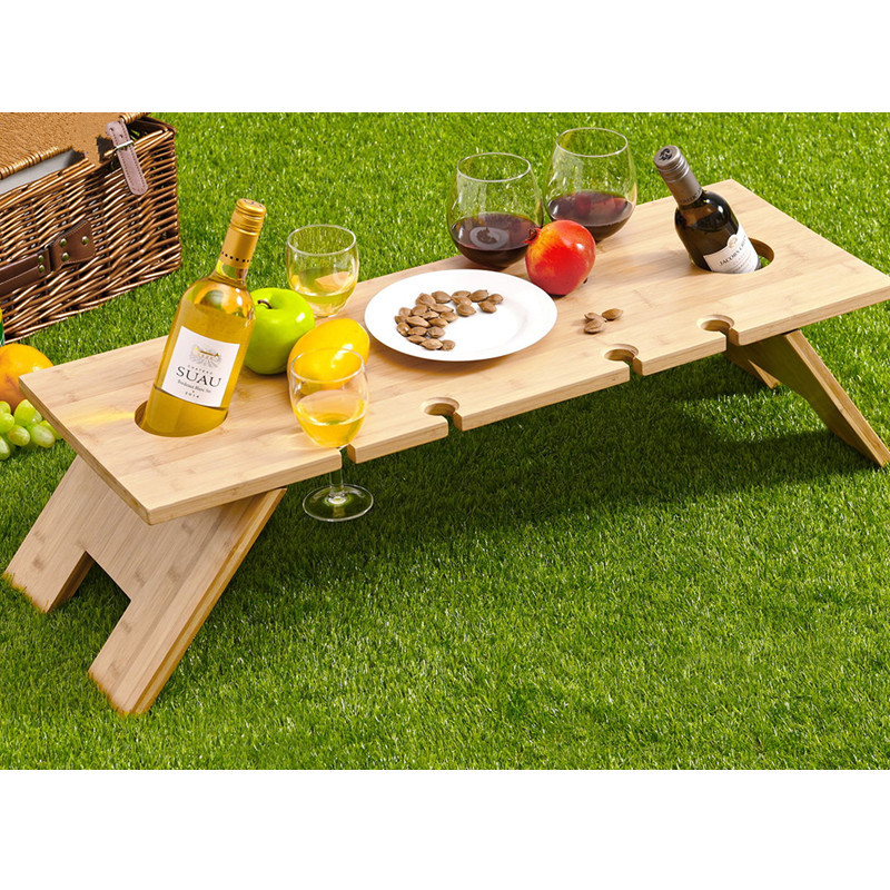 0成交8000个竹质野餐桌户外露营便携式竹木折叠餐桌方