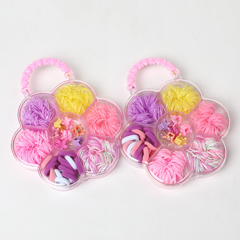 Cross-Border Hot Sale 7-Grid Candy Color Disposable Hair Tie Small Rubber Band Braided Hair Band Children's Combination Hair Band