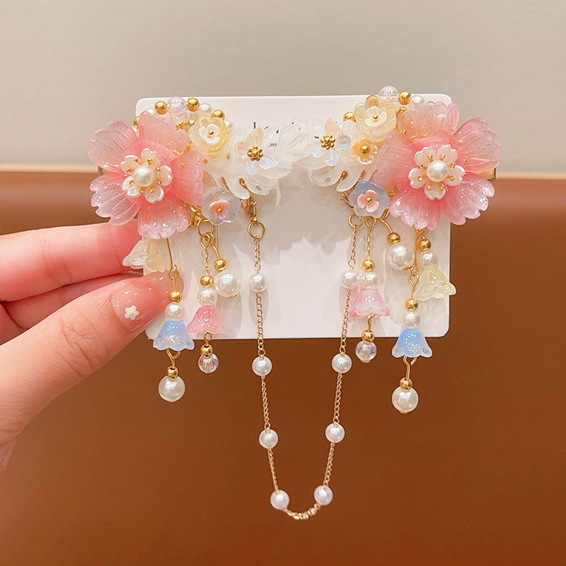 Ancient Style Children's Forehead Chain Hairpin Super Fairy Flower Tassel Hair Accessories Chinese Style Little Girl High Sense Hanfu Headdress