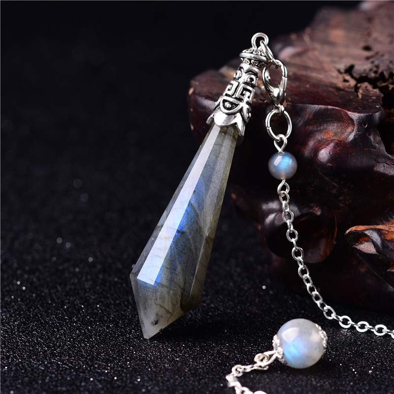 灰月光水晶灵摆项链吊坠六芒星天使之泪双尖情侣生日礼物饰品