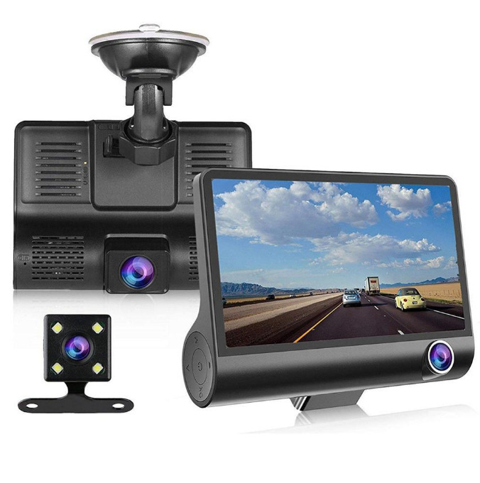 Driving Recorder HD Night Vision Car inside and outside Three Lens Cross-Border DVR Car Recorder