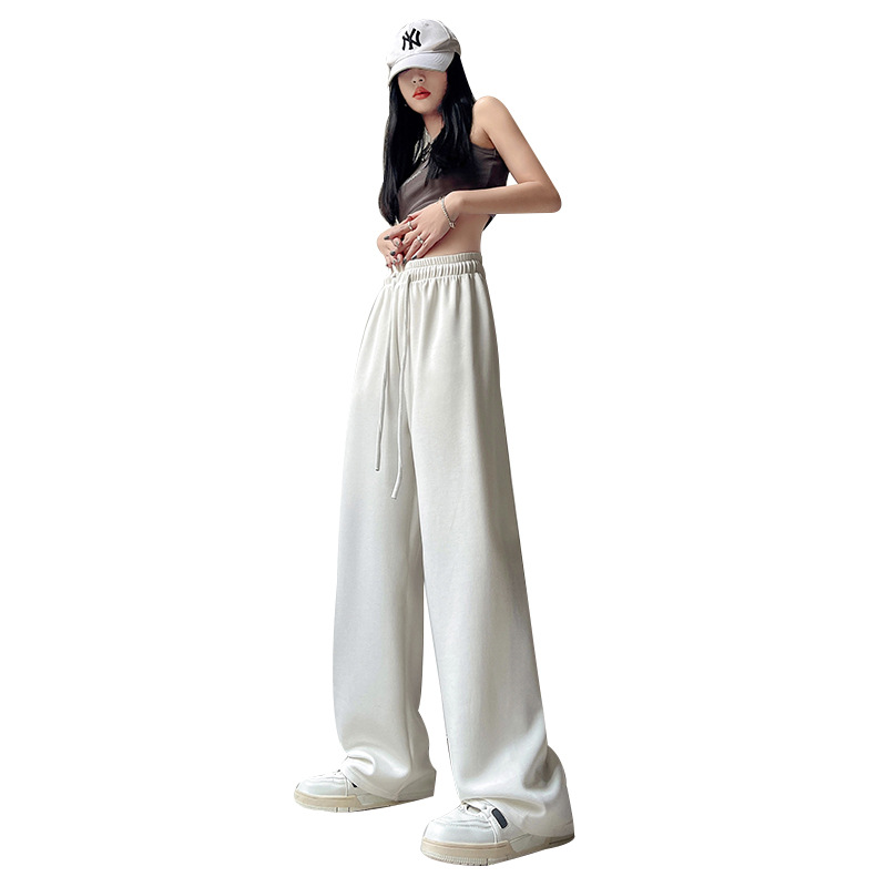 [Air Cotton] Beige Sports Pants Women's Clothing Draped Pants Women's Spring and Autumn 2023 New High Waist Narrow Version